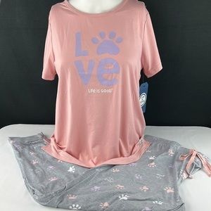 Life is Good- ‘Love 🐾’ PJ Set. SZ: S,M,L(sold) NWT.
